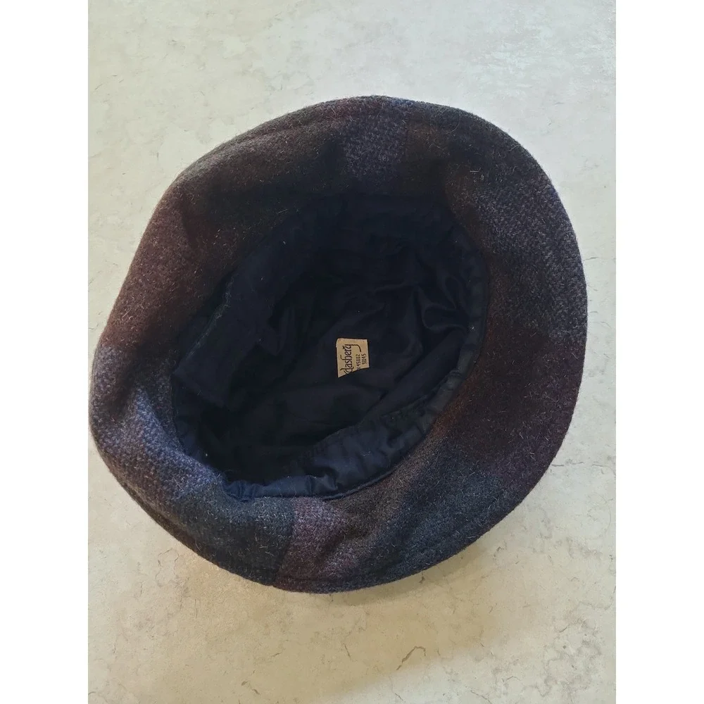 Vtg Hatterdashery Seattle Bucket Hat Plum Plaid w/velvet brim lined & adj. Retro